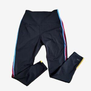 Splits59 Black High Rise Leggings Small Striped Side Panel Activewear Yoga